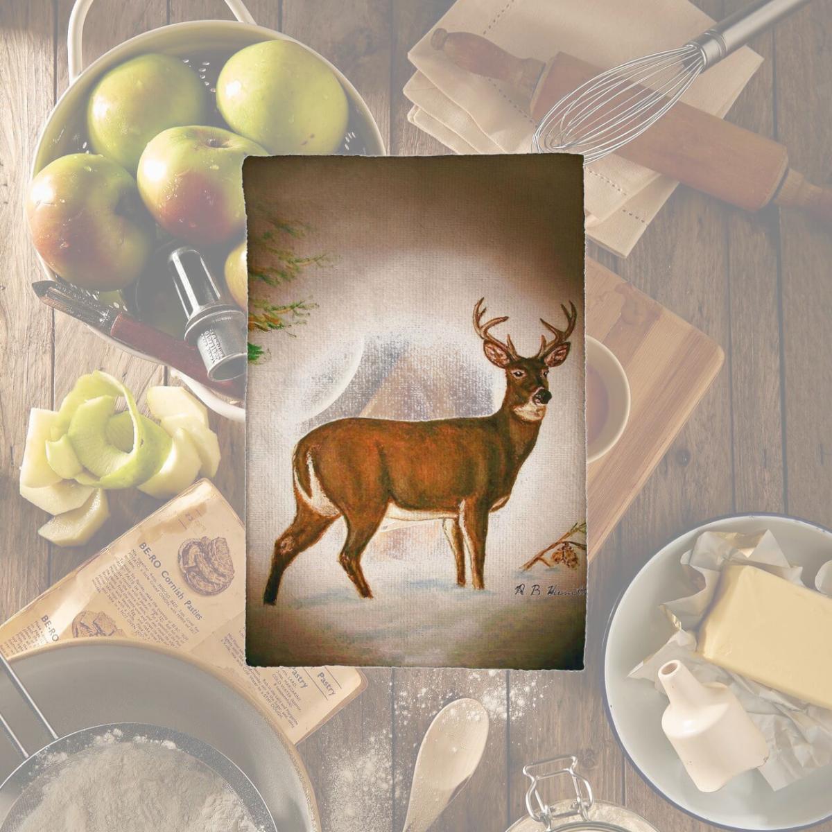 Picture of Betsy Drake KT236 Deer in Snow Kitchen Towel