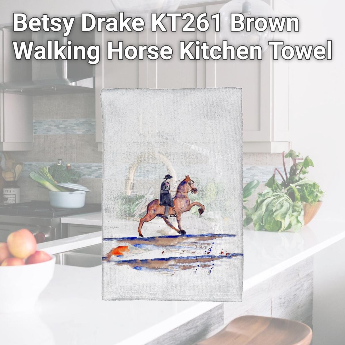 Picture of Betsy Drake KT261 Brown Walking Horse Kitchen Towel