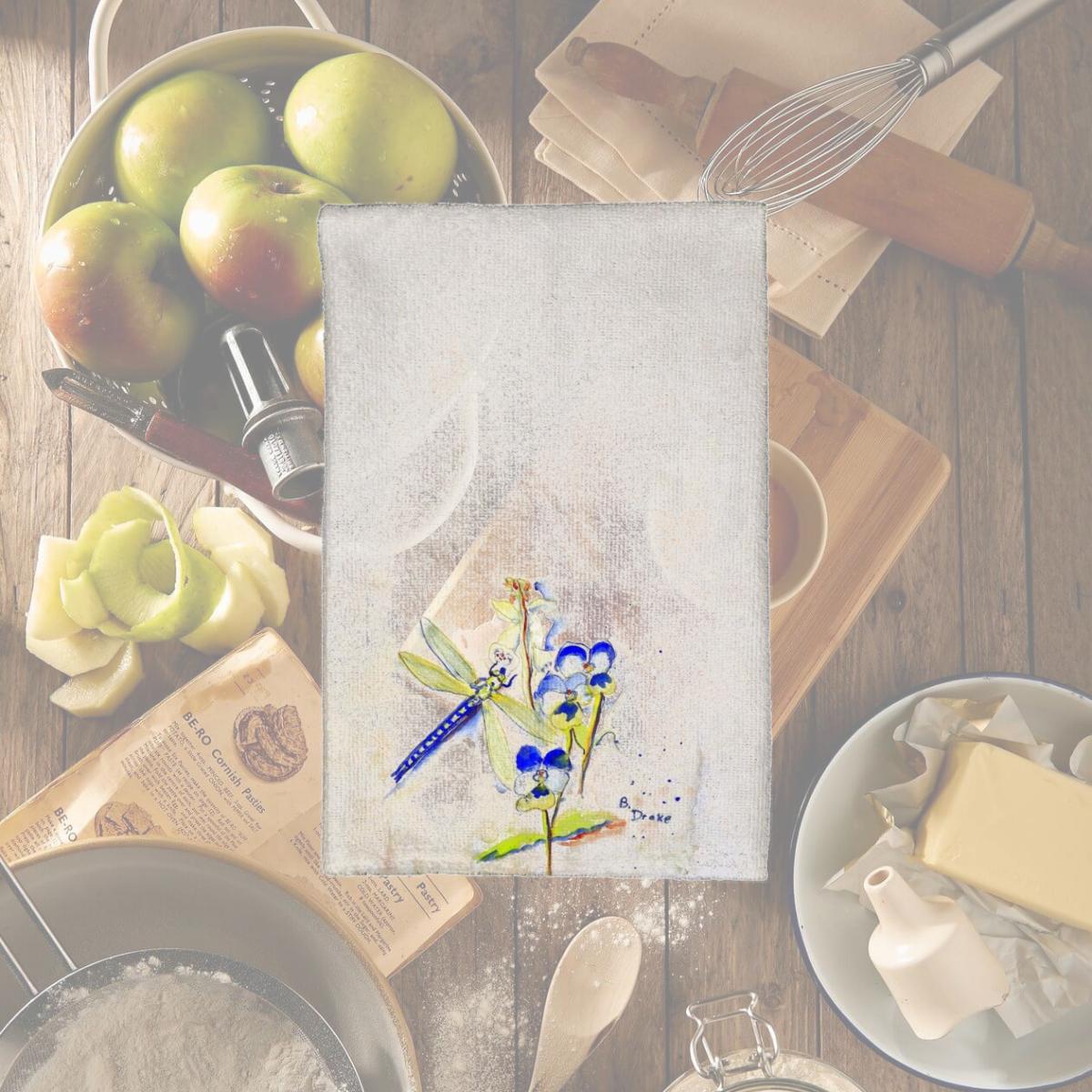 Picture of Betsy Drake KT387 Blue Dragonfly Kitchen Towel