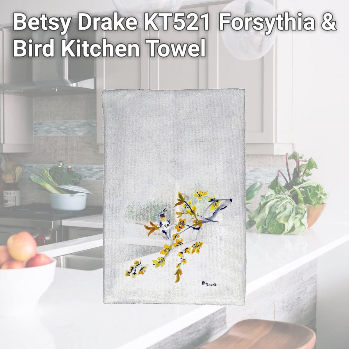 Picture of Betsy Drake KT521 Forsythia & Bird Kitchen Towel