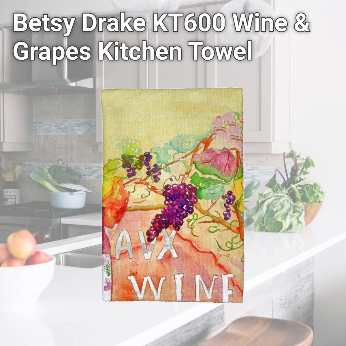 Picture of Betsy Drake KT600 Wine & Grapes Kitchen Towel