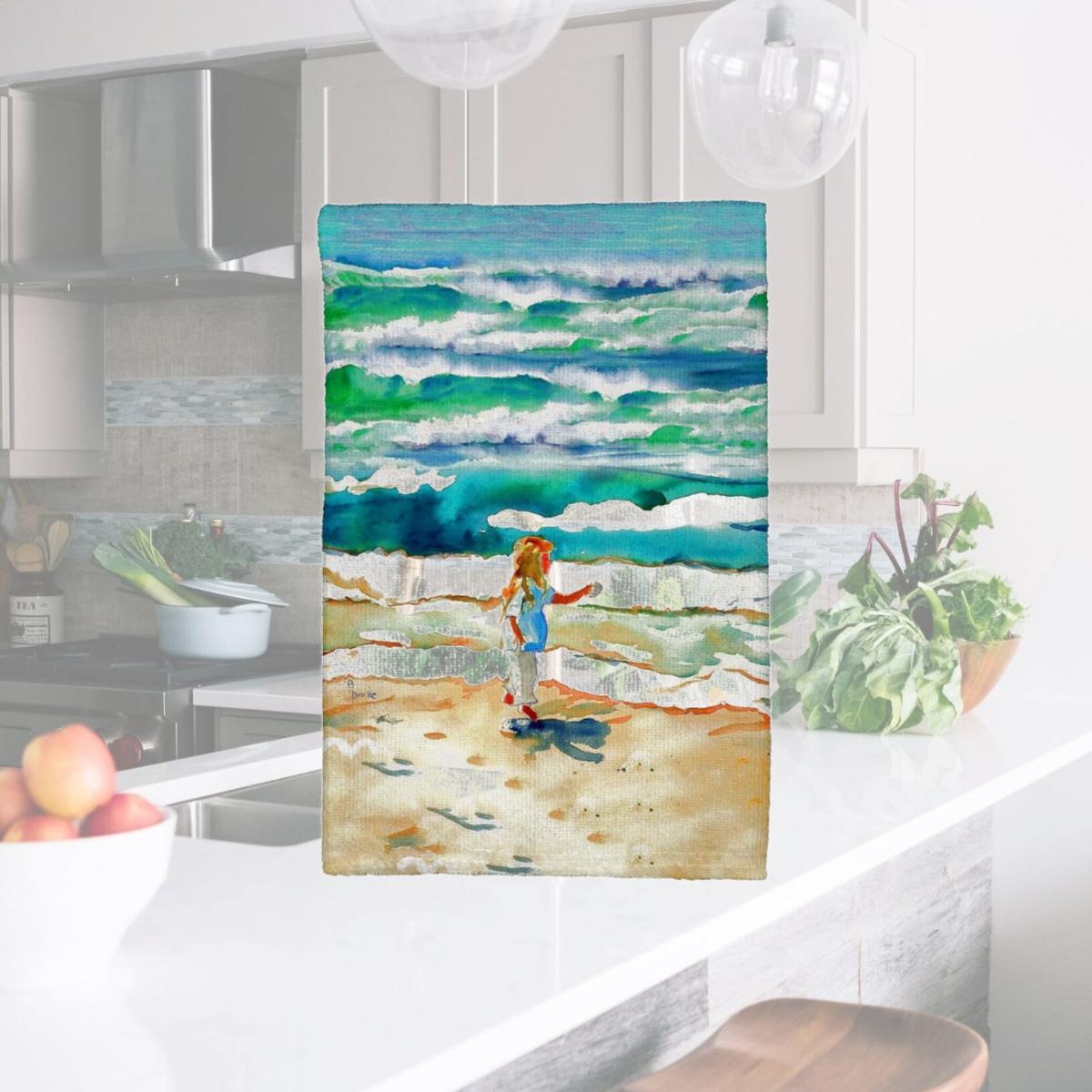 Picture of Betsy Drake KT602 Girl At the Beach Kitchen Towel