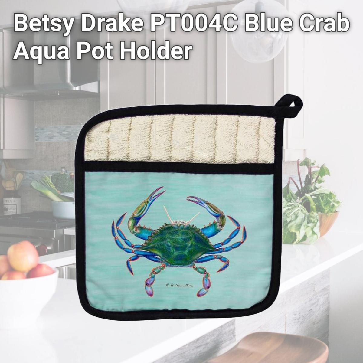 Picture of Betsy Drake PT004C Blue Crab Aqua Pot Holder