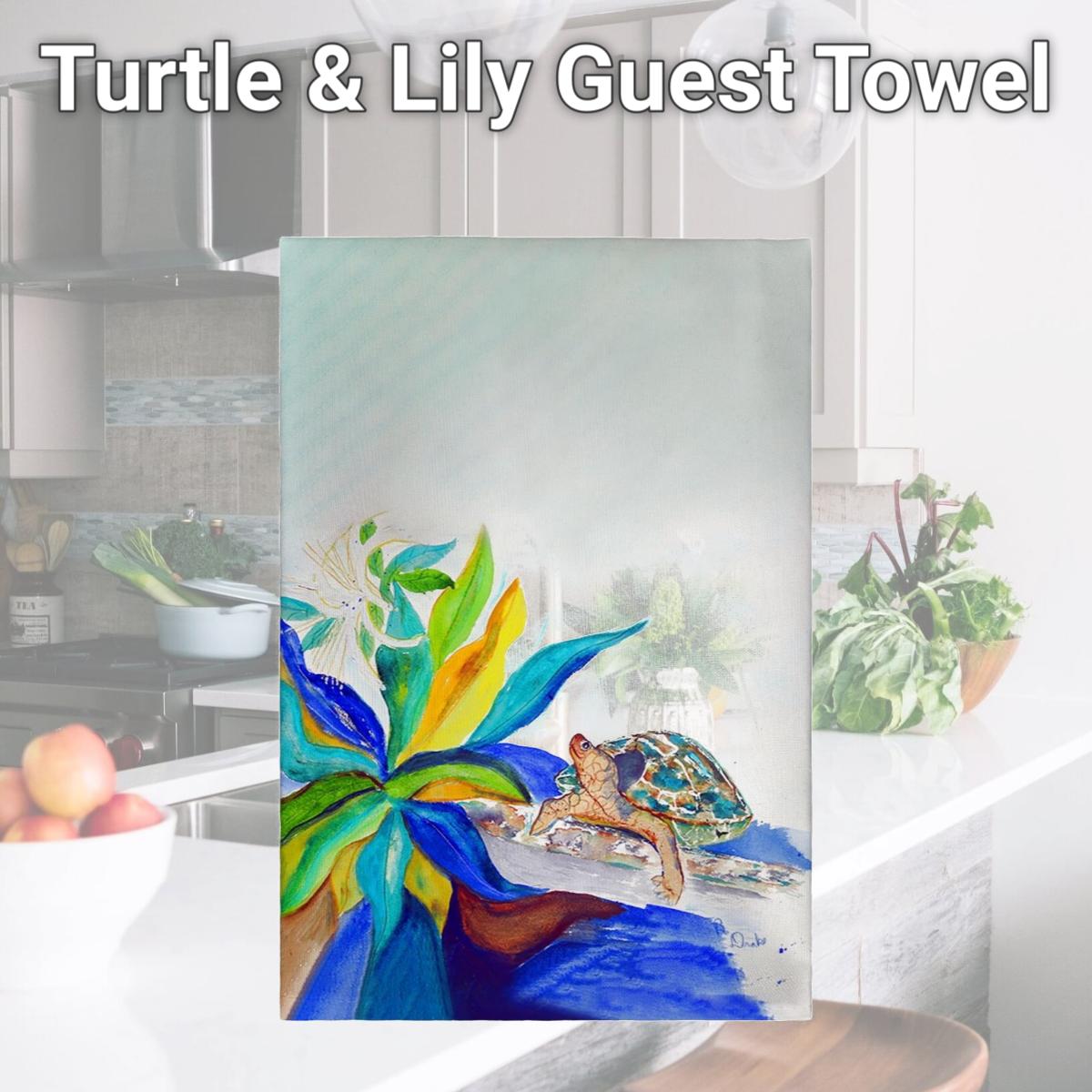 Picture of Betsy Drake GT1071 Turtle & Lily Guest Towel