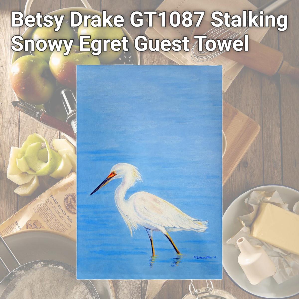 Picture of Betsy Drake GT1087 Stalking Snowy Egret Guest Towel