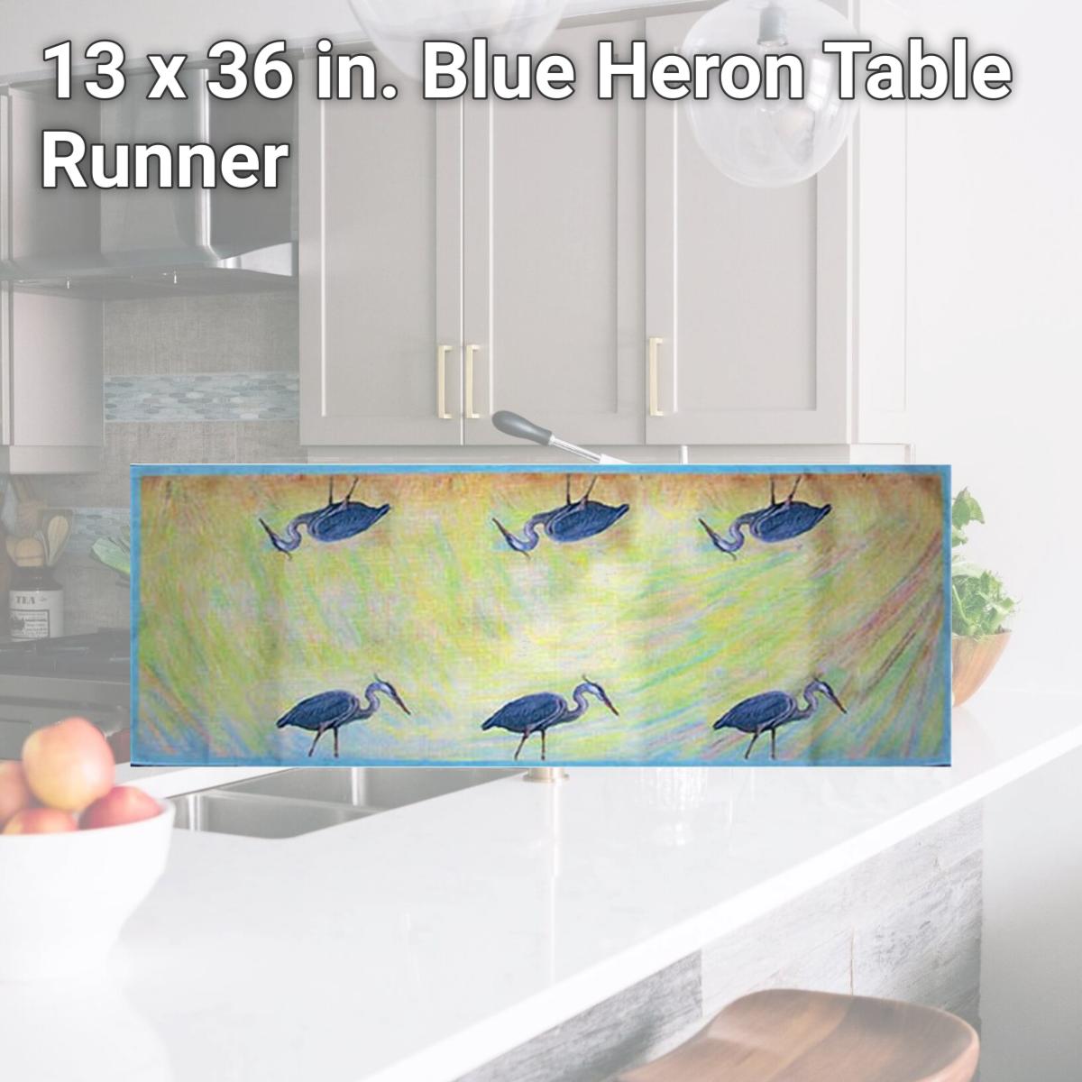 Picture of Betsy Drake RN027 13 x 36 in. Blue Heron Table Runner