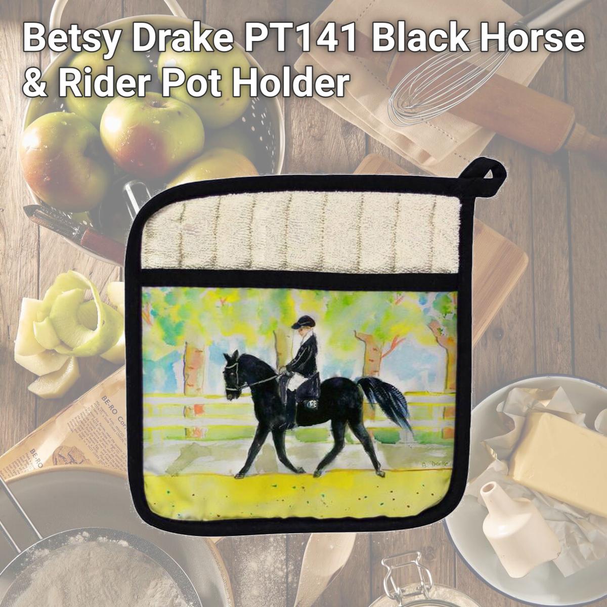 Picture of Betsy Drake PT141 Black Horse & Rider Pot Holder