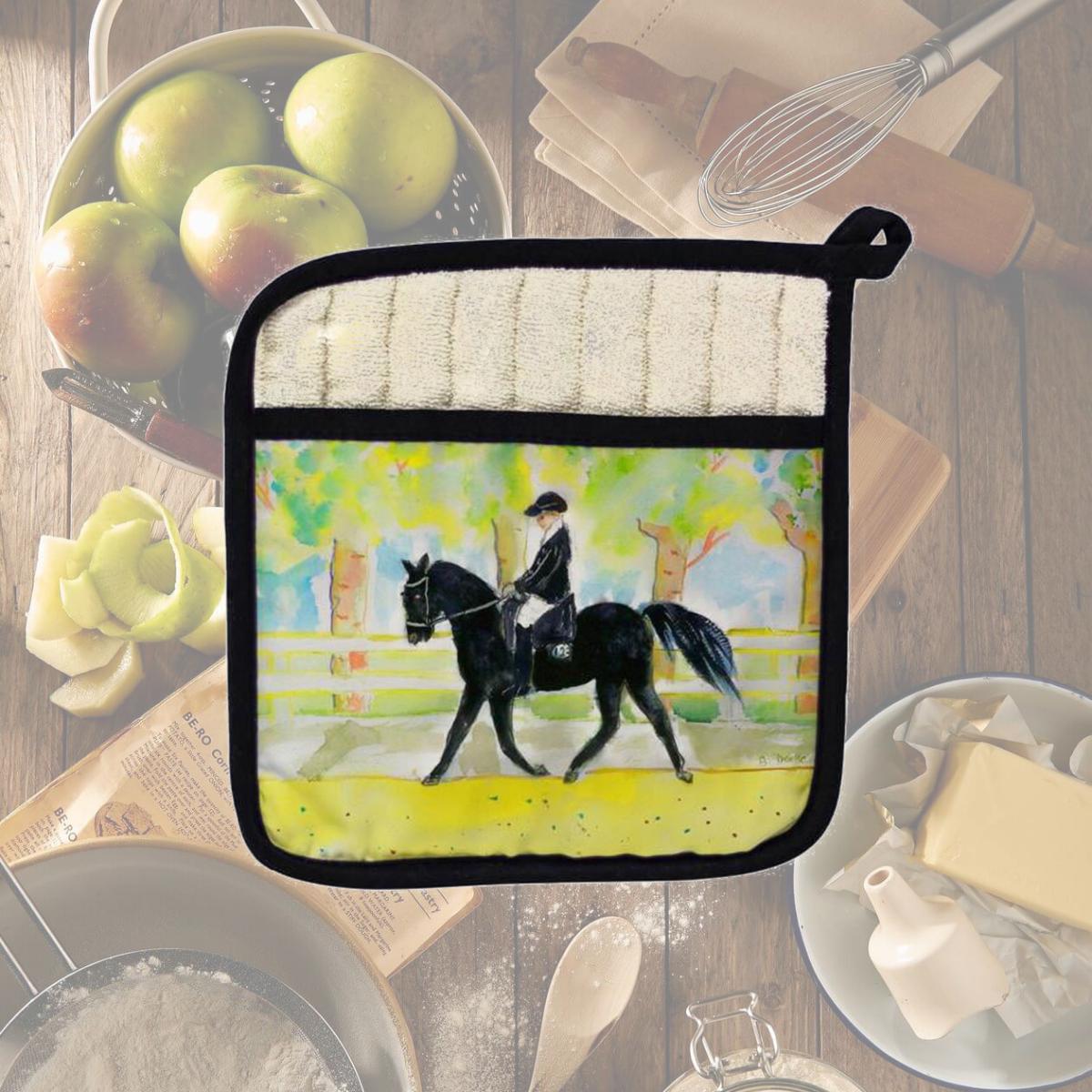 Picture of Betsy Drake PT141 Black Horse & Rider Pot Holder