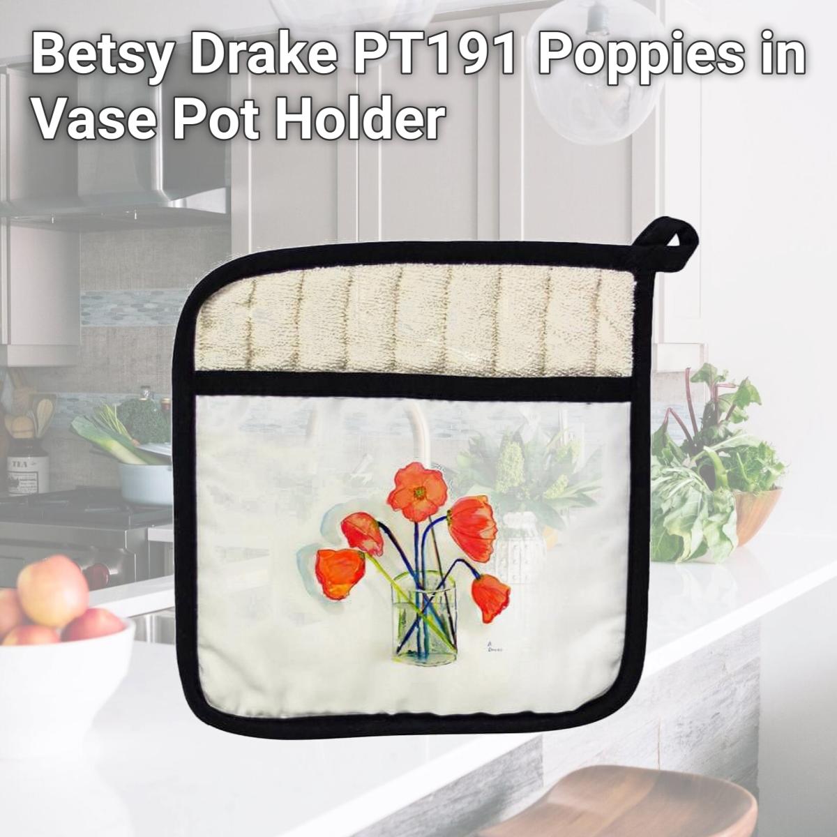 Picture of Betsy Drake PT191 Poppies in Vase Pot Holder