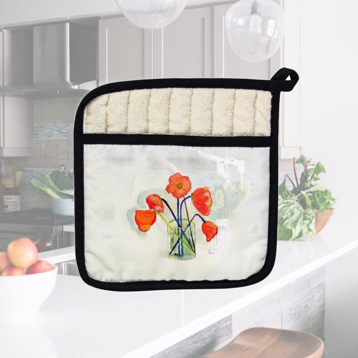 Picture of Betsy Drake PT191 Poppies in Vase Pot Holder