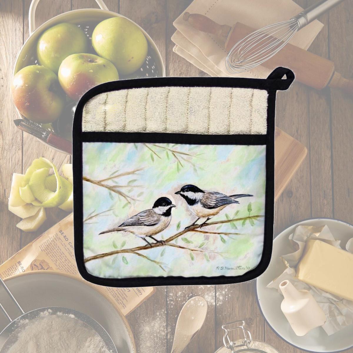 Picture of Betsy Drake PT638 Dicks Chickadees Pot Holder