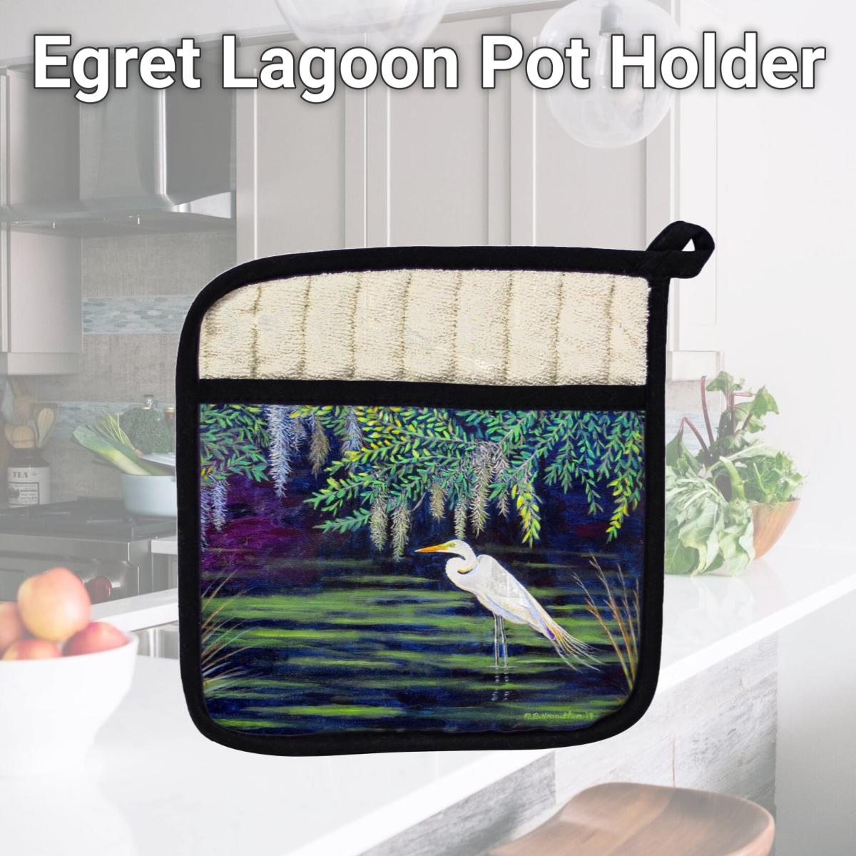 Picture of Betsy Drake PT751 Egret Lagoon Pot Holder