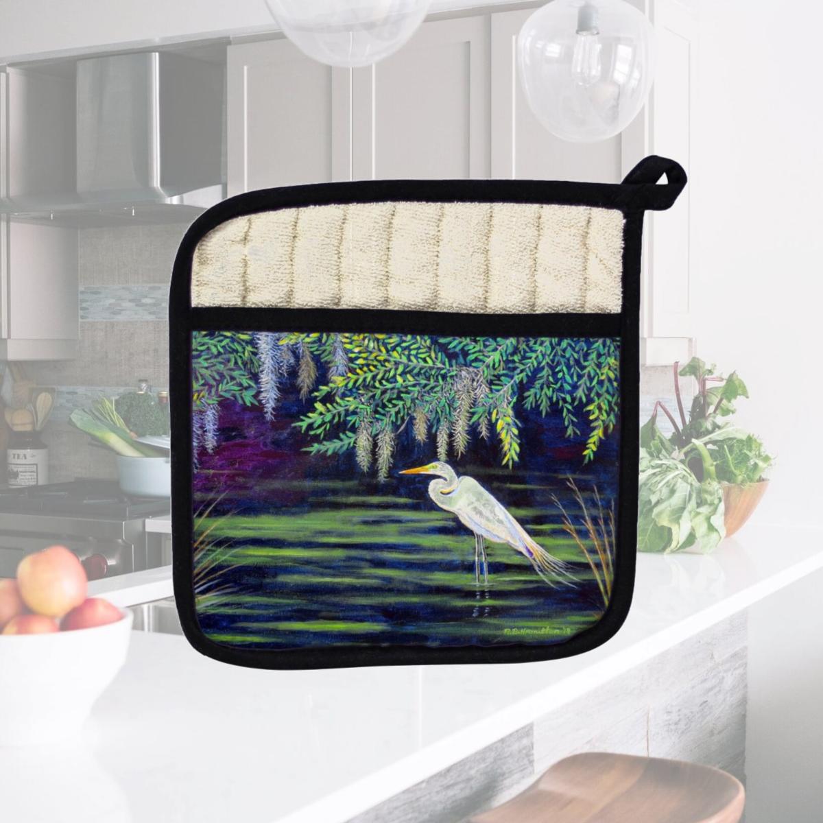 Picture of Betsy Drake PT751 Egret Lagoon Pot Holder