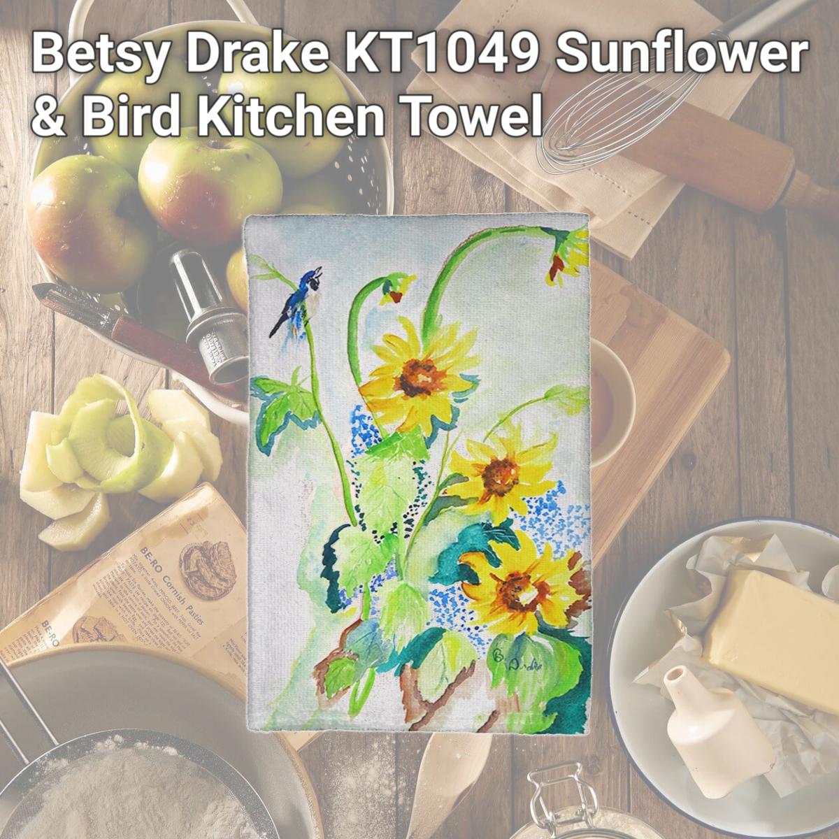 Picture of Betsy Drake KT1049 Sunflower & Bird Kitchen Towel