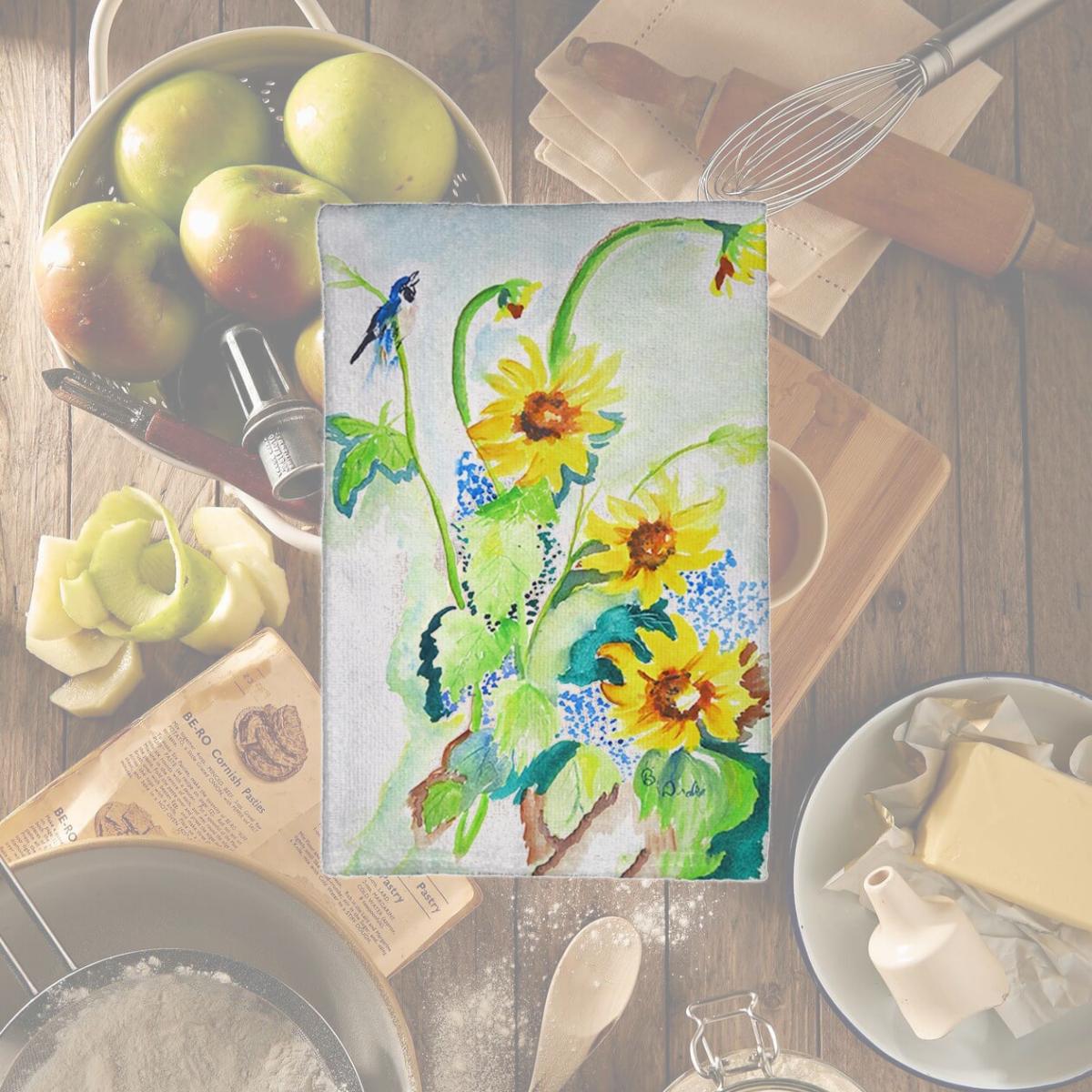 Picture of Betsy Drake KT1049 Sunflower & Bird Kitchen Towel