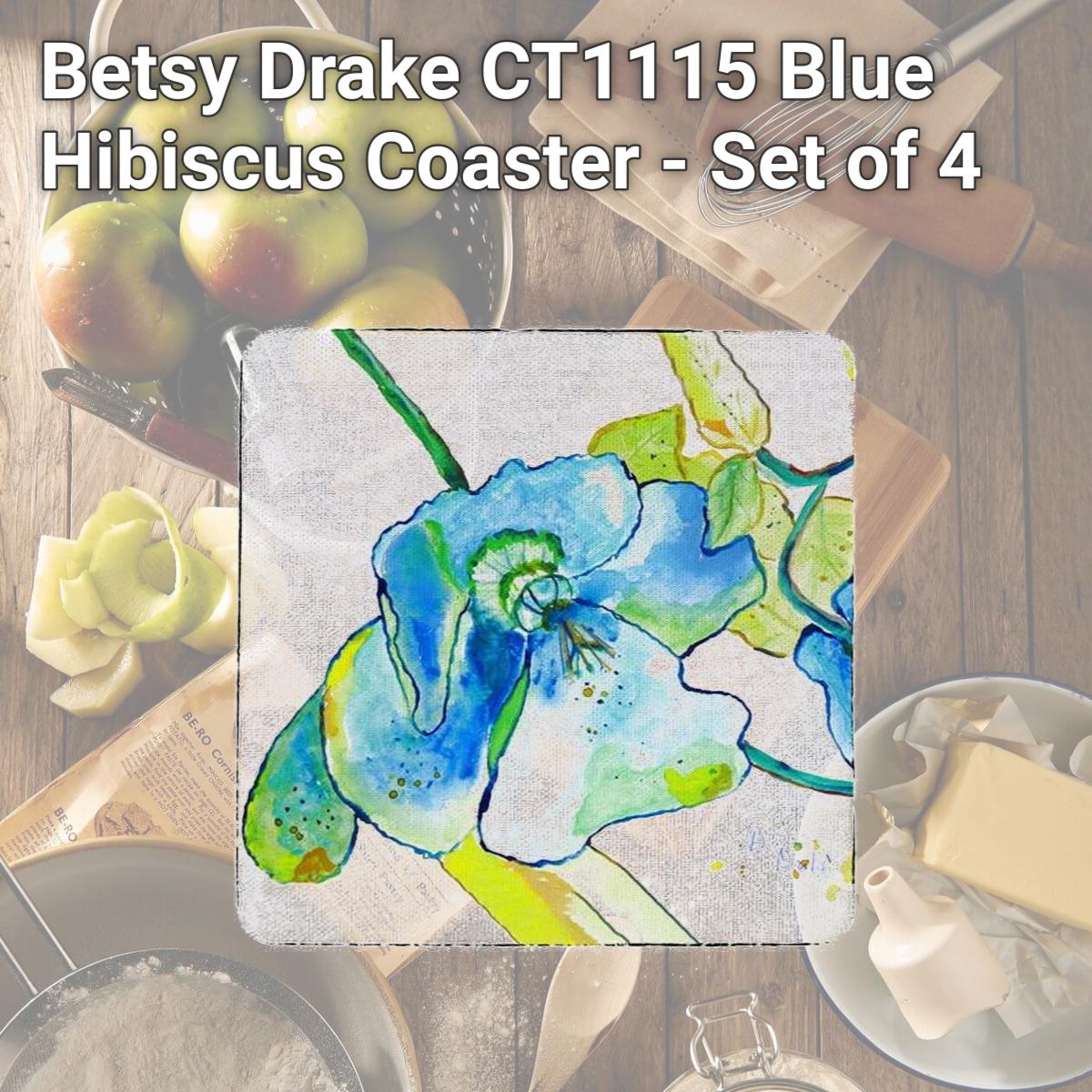 Picture of Betsy Drake CT1115 Blue Hibiscus Coaster - Set of 4