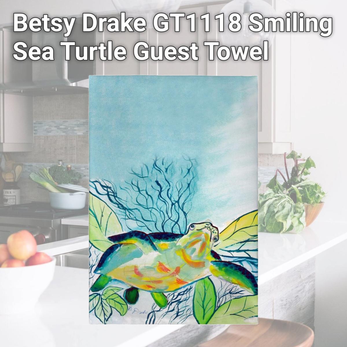 Picture of Betsy Drake GT1118 Smiling Sea Turtle Guest Towel