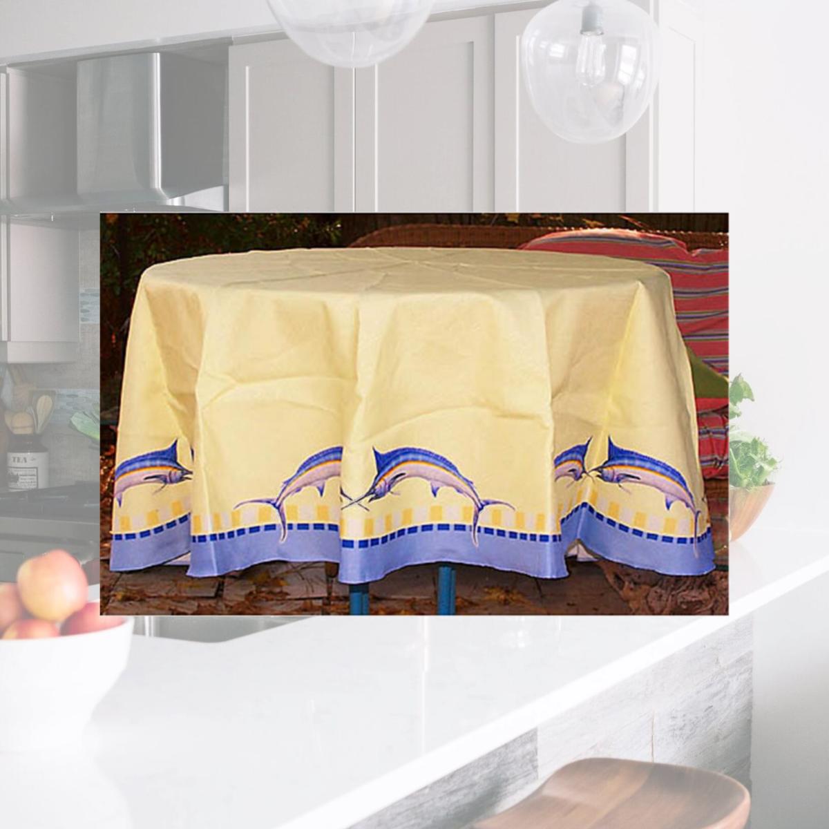 Picture of Betsy Drake TR015 58 in. Blue Marlin Table Cloth