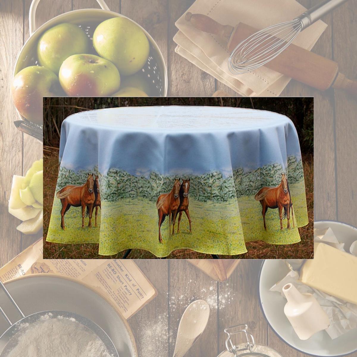 Picture of Betsy Drake TR057 58 in. Horse Round Table Cloth