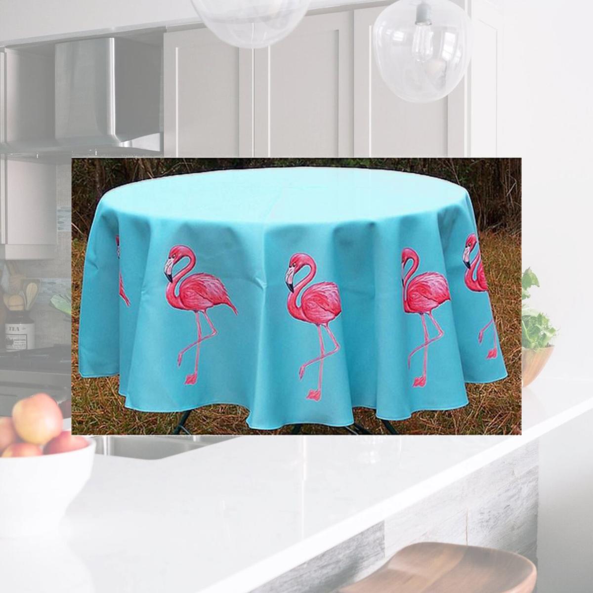 Picture of Betsy Drake TR084 58 in. Pink Flamingo Round Table Cloth