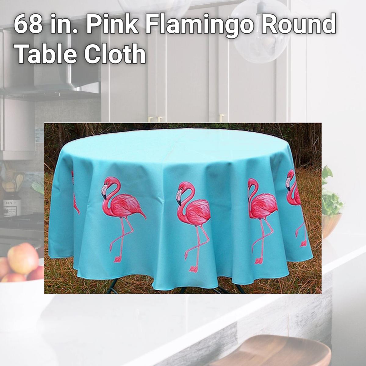 Picture of Betsy Drake TR084G 68 in. Pink Flamingo Round Table Cloth