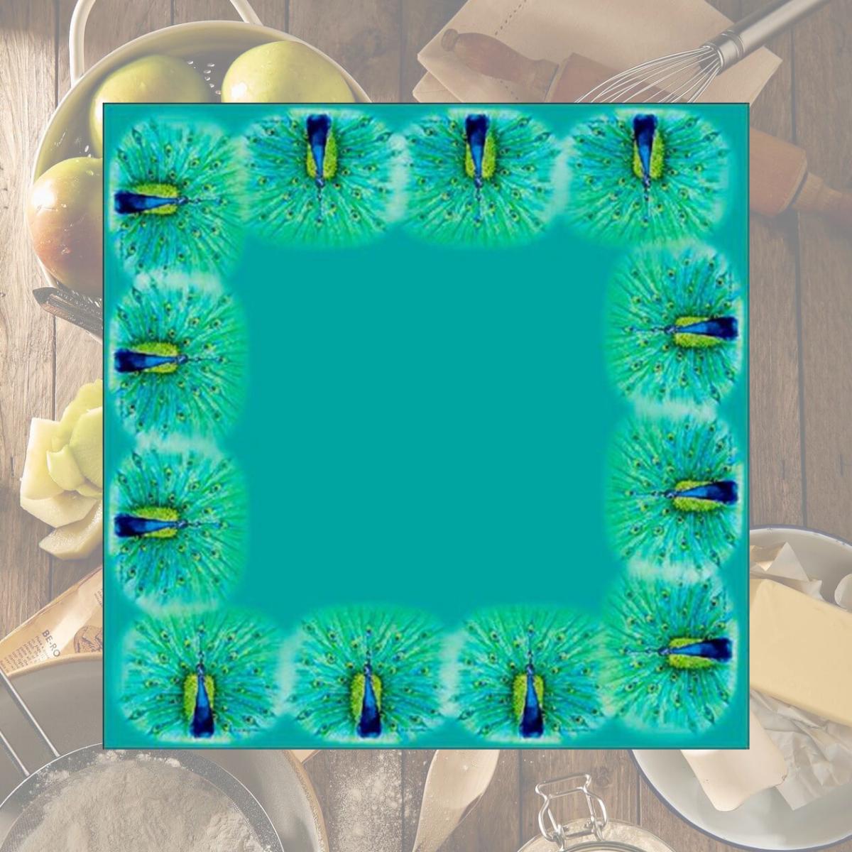 Picture of Betsy Drake TS758 52 in. Peacock Square Table Cloth