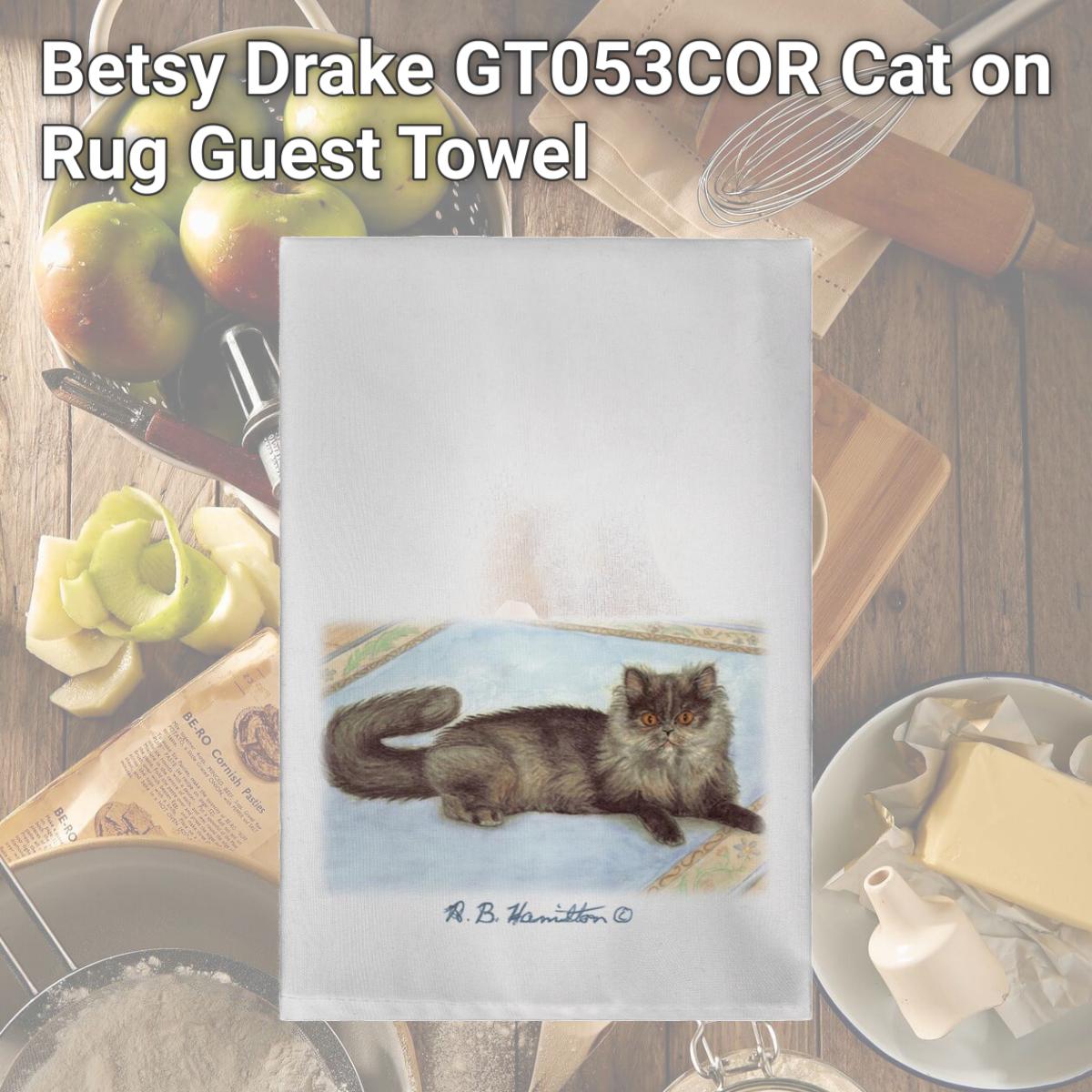 Picture of Betsy Drake GT053COR Cat on Rug Guest Towel