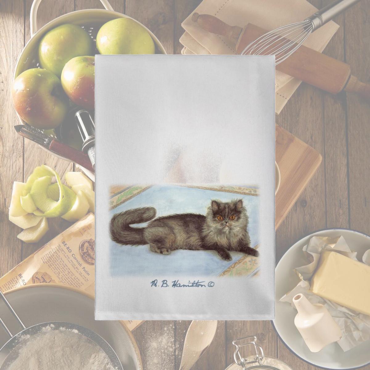 Picture of Betsy Drake GT053COR Cat on Rug Guest Towel