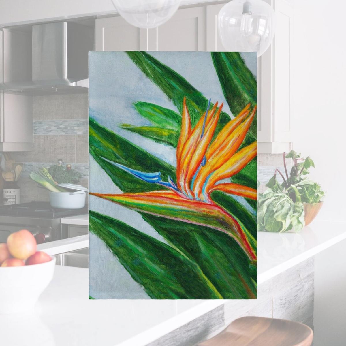 Picture of Betsy Drake GT080 Bird of Paradise Flower Guest Towel