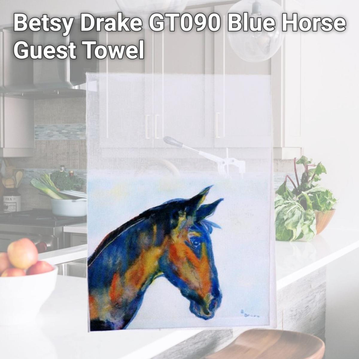 Picture of Betsy Drake GT090 Blue Horse Guest Towel
