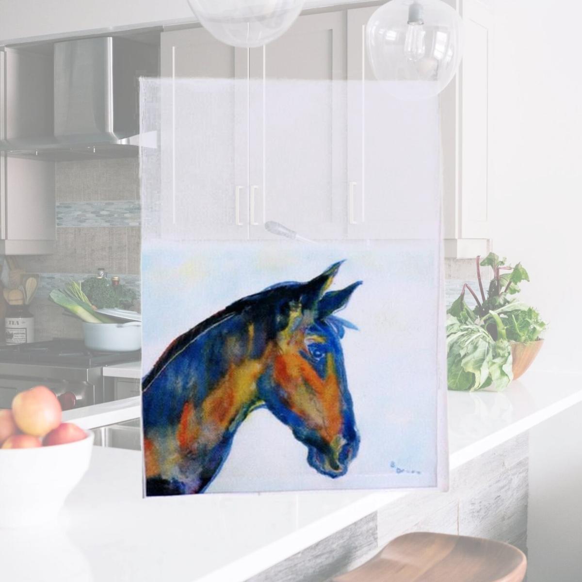 Picture of Betsy Drake GT090 Blue Horse Guest Towel