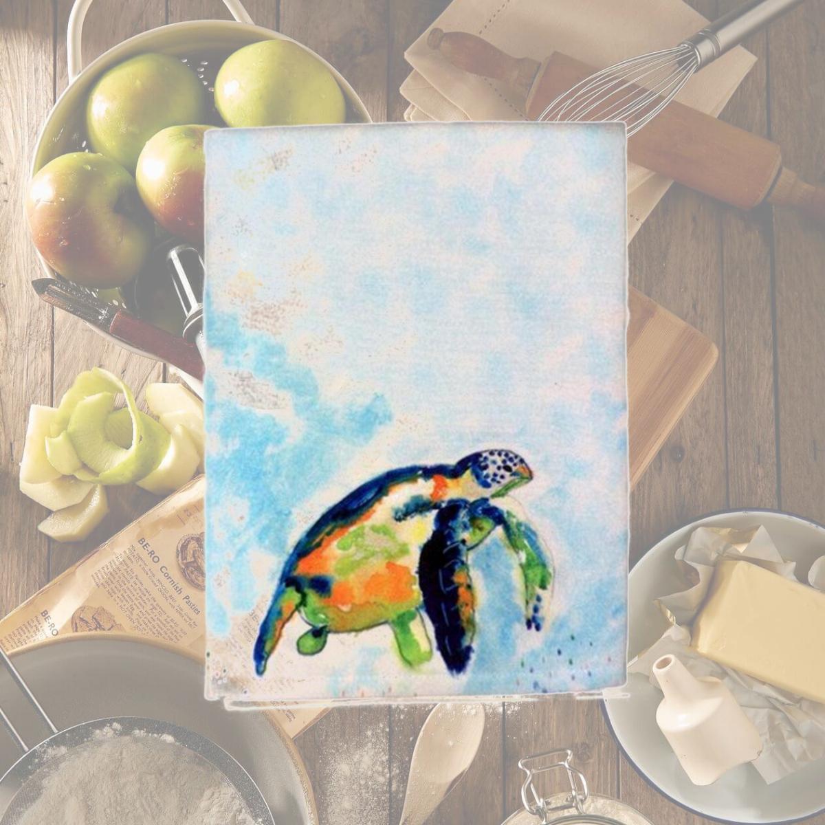 Picture of Betsy Drake GT134 Blue Sea Turtle Guest Towel