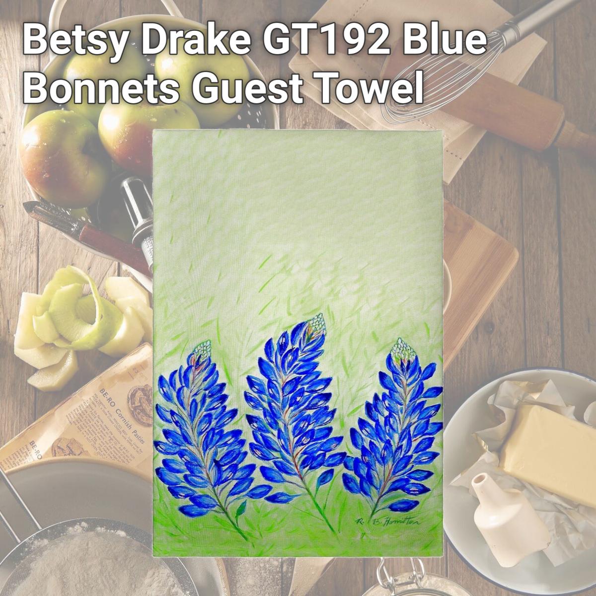 Picture of Betsy Drake GT192 Blue Bonnets Guest Towel