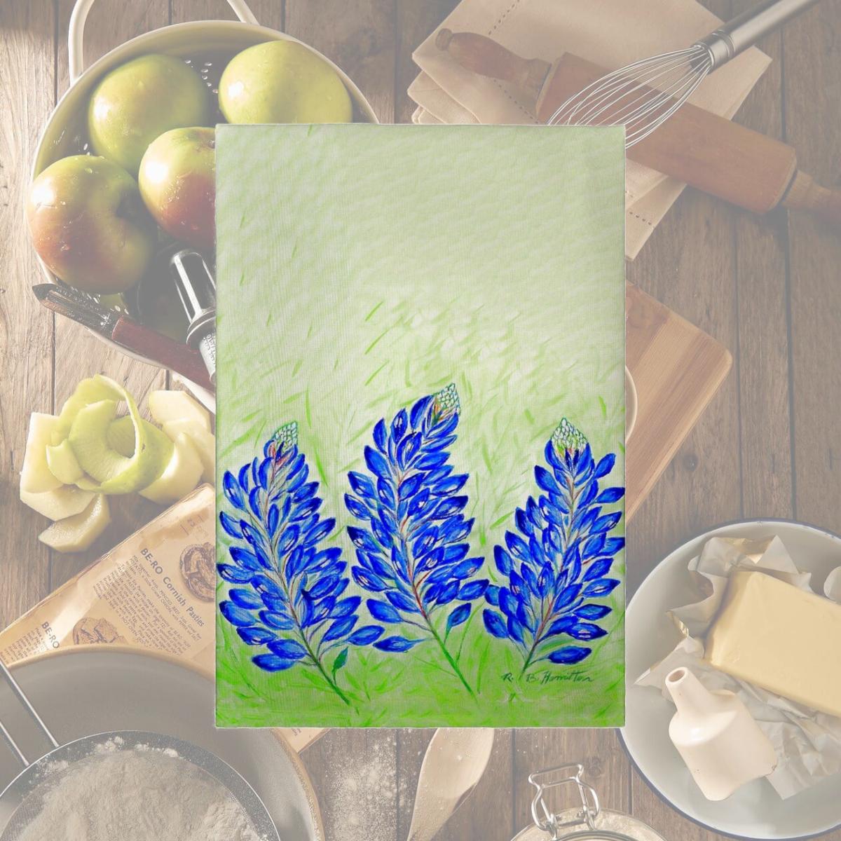 Picture of Betsy Drake GT192 Blue Bonnets Guest Towel