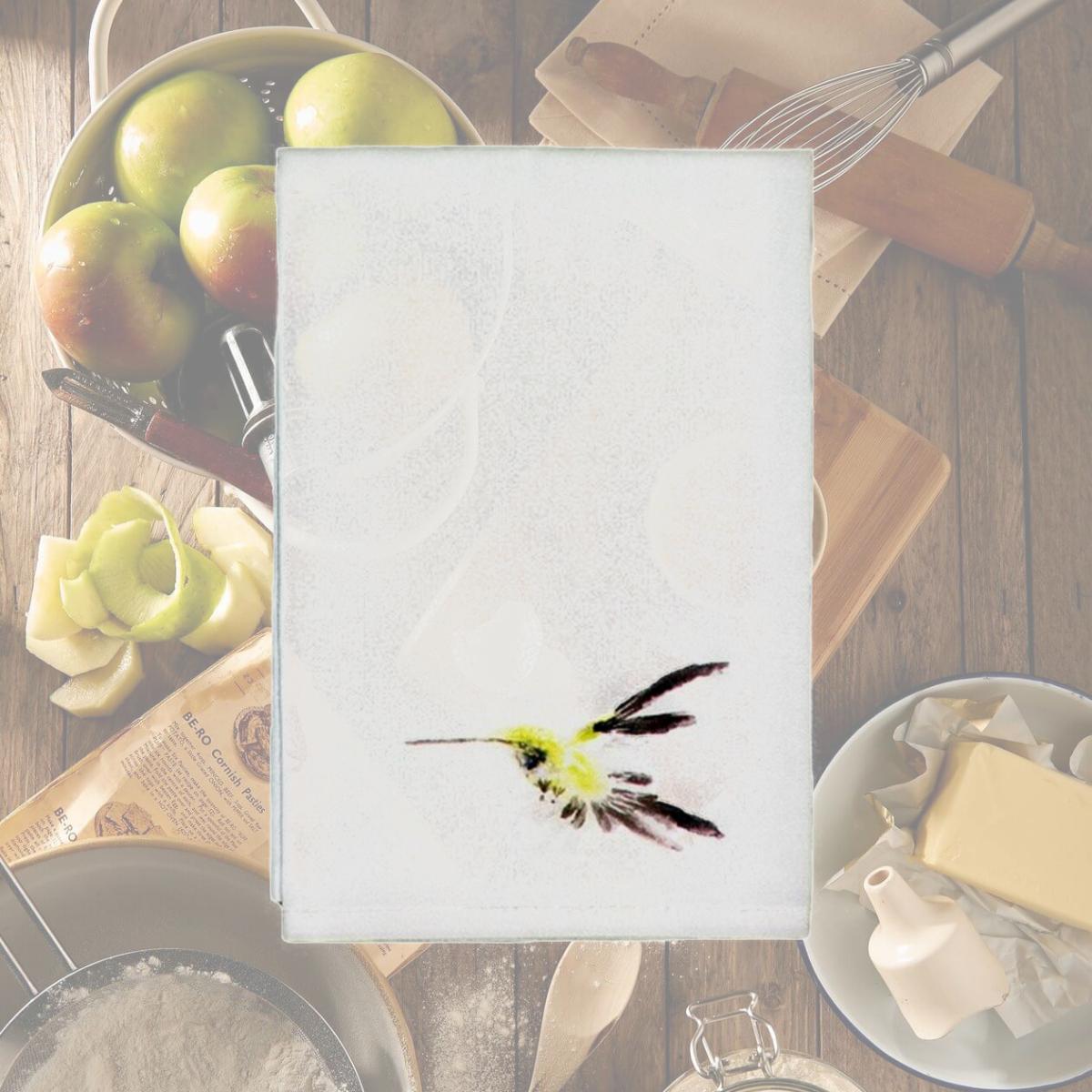 Picture of Betsy Drake GT332 Yellow Hummingbird Guest Towel