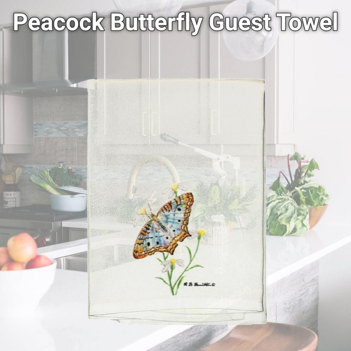 Picture of Betsy Drake GT764 Peacock Butterfly Guest Towel