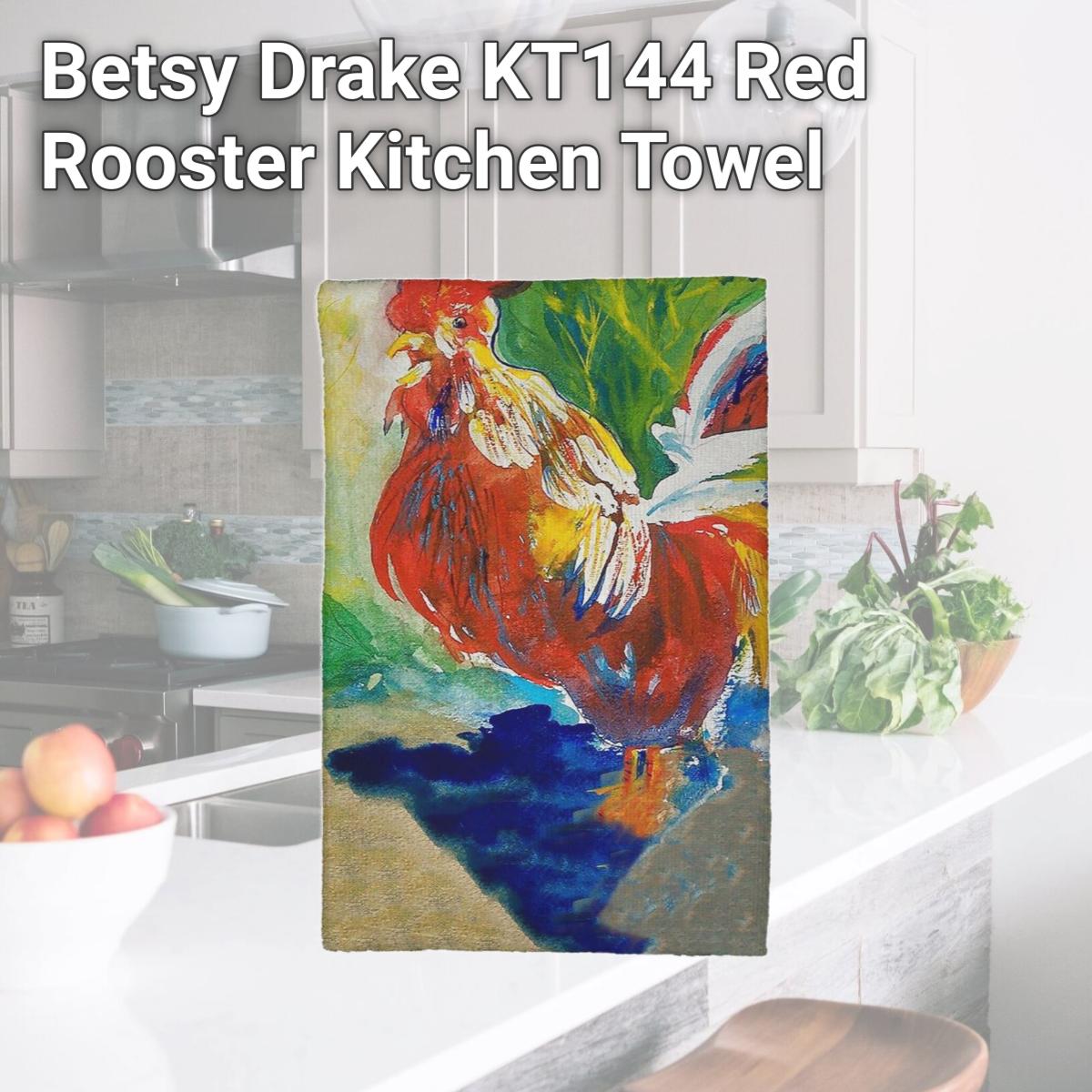 Picture of Betsy Drake KT144 Red Rooster Kitchen Towel