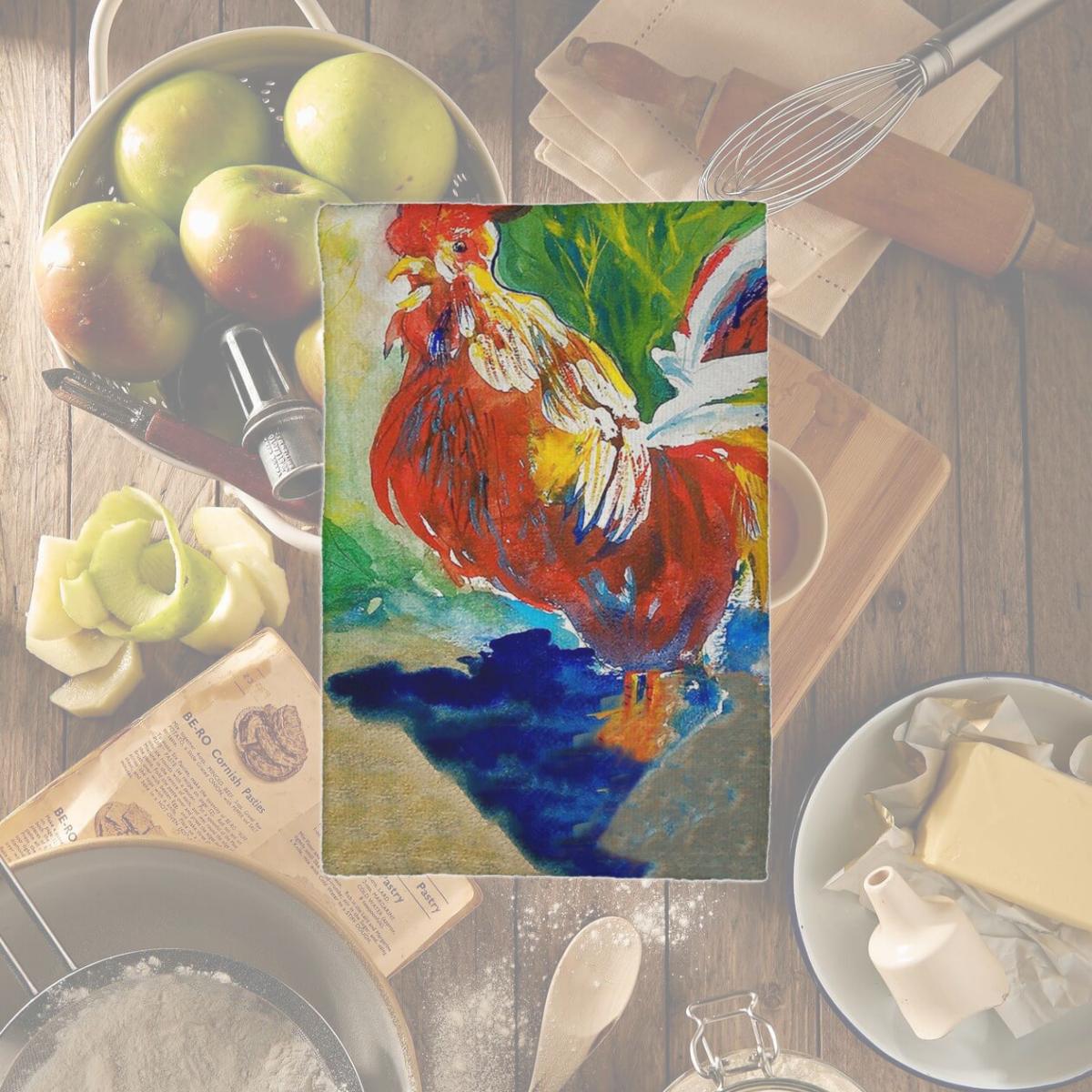 Picture of Betsy Drake KT144 Red Rooster Kitchen Towel