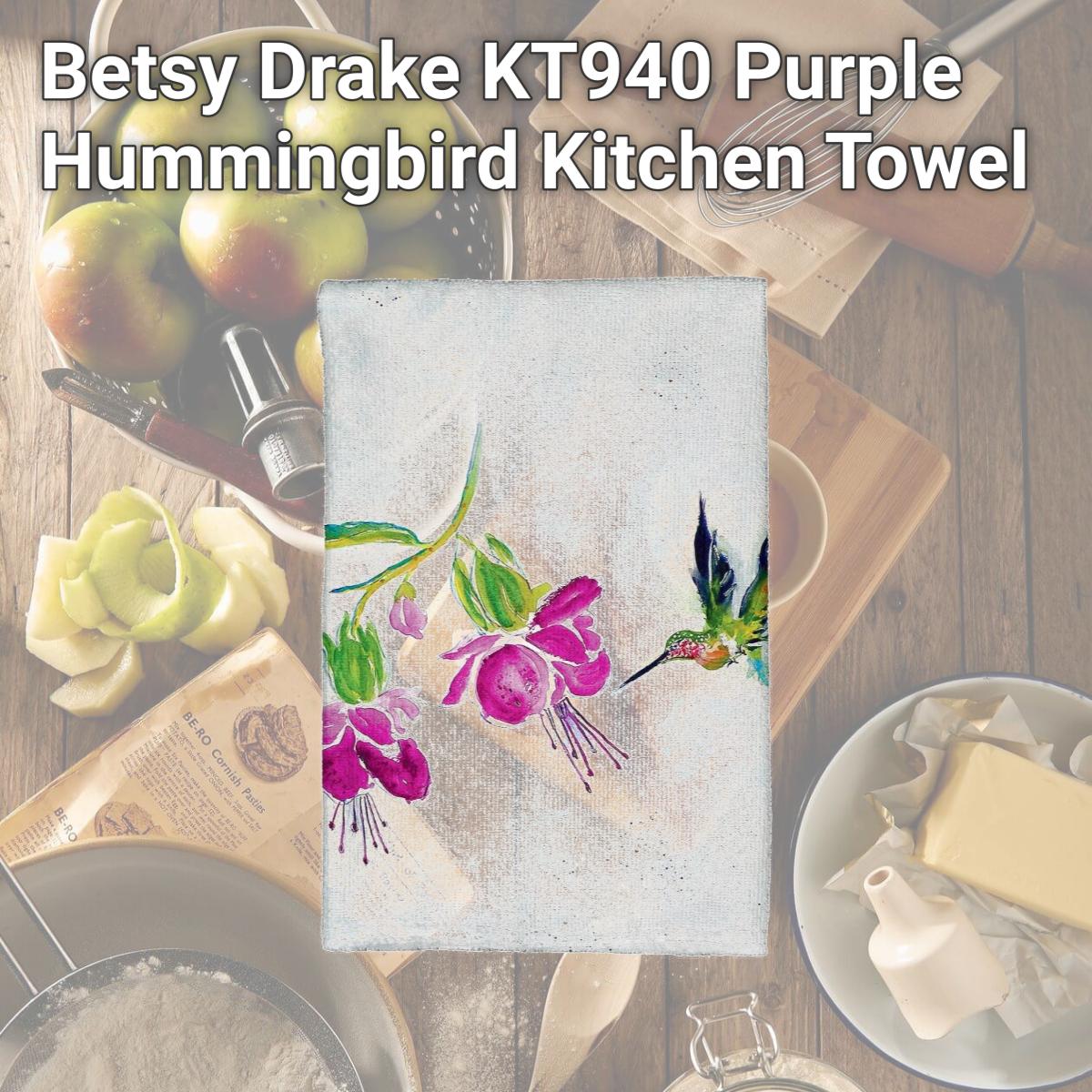 Picture of Betsy Drake KT940 Purple Hummingbird Kitchen Towel