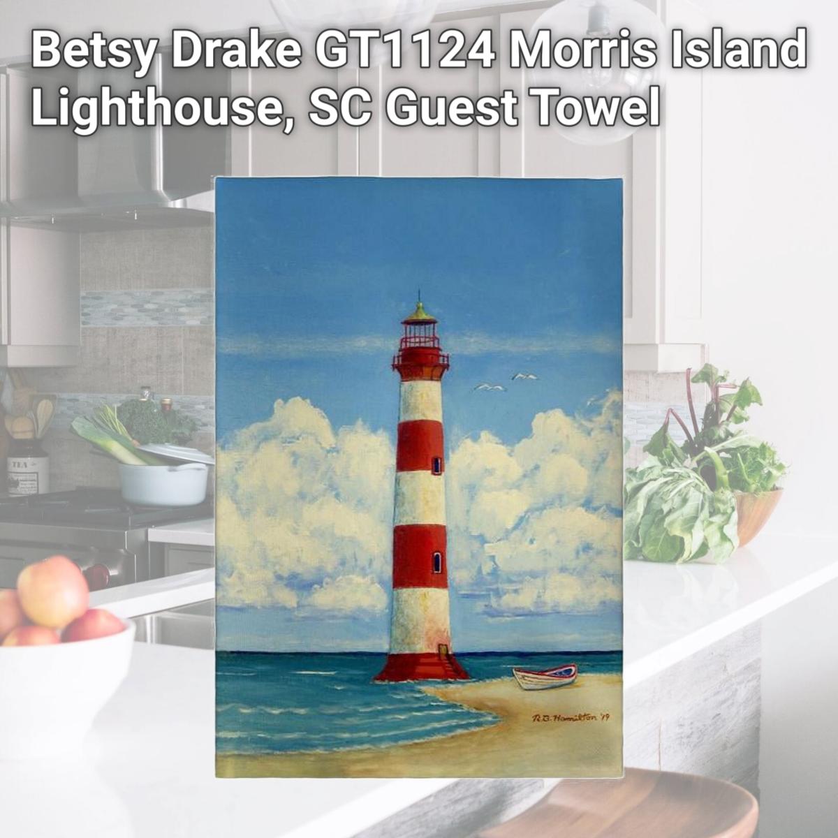 Picture of Betsy Drake GT1124 Morris Island Lighthouse, SC Guest Towel