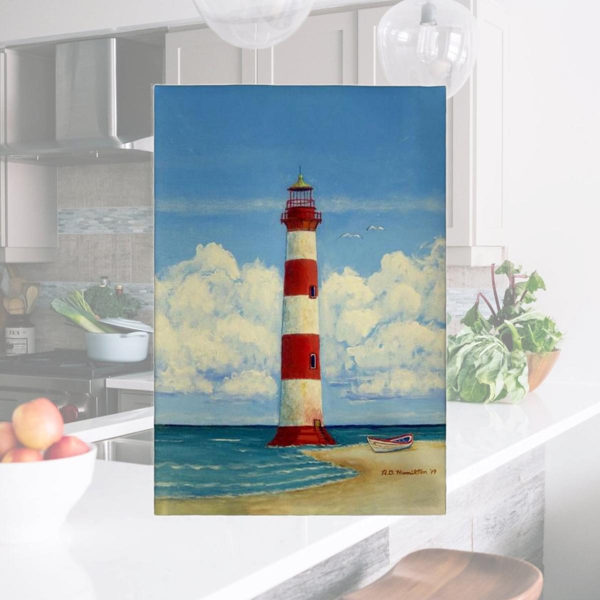 Picture of Betsy Drake GT1124 Morris Island Lighthouse, SC Guest Towel
