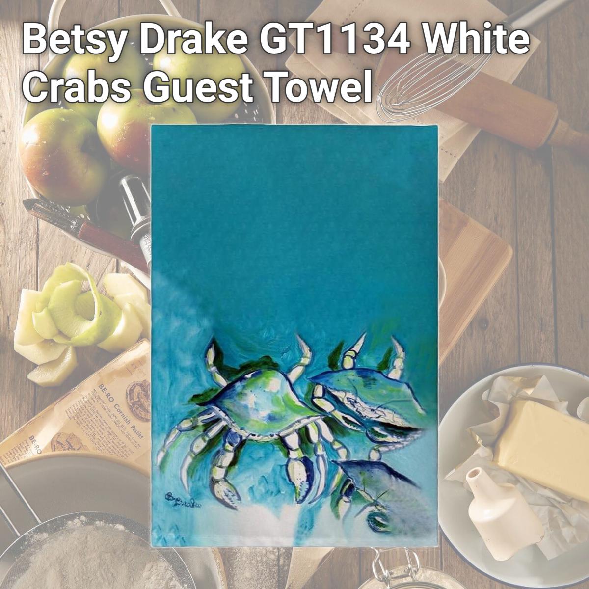 Picture of Betsy Drake GT1134 White Crabs Guest Towel