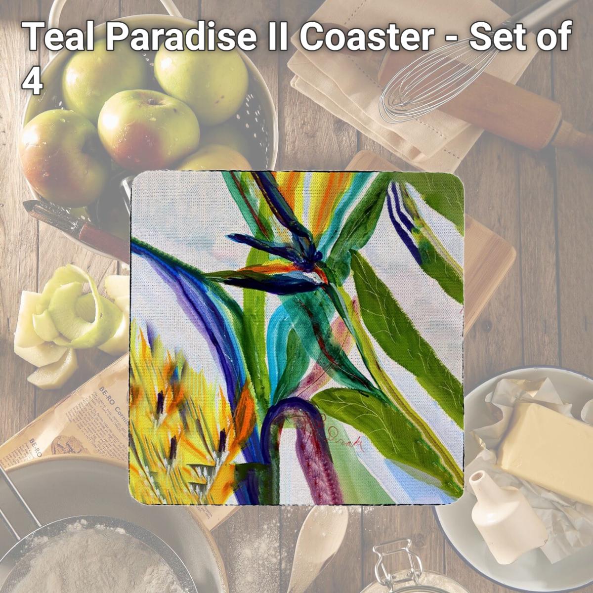 Picture of Betsydrake CT1162 Teal Paradise II Coaster - Set of 4