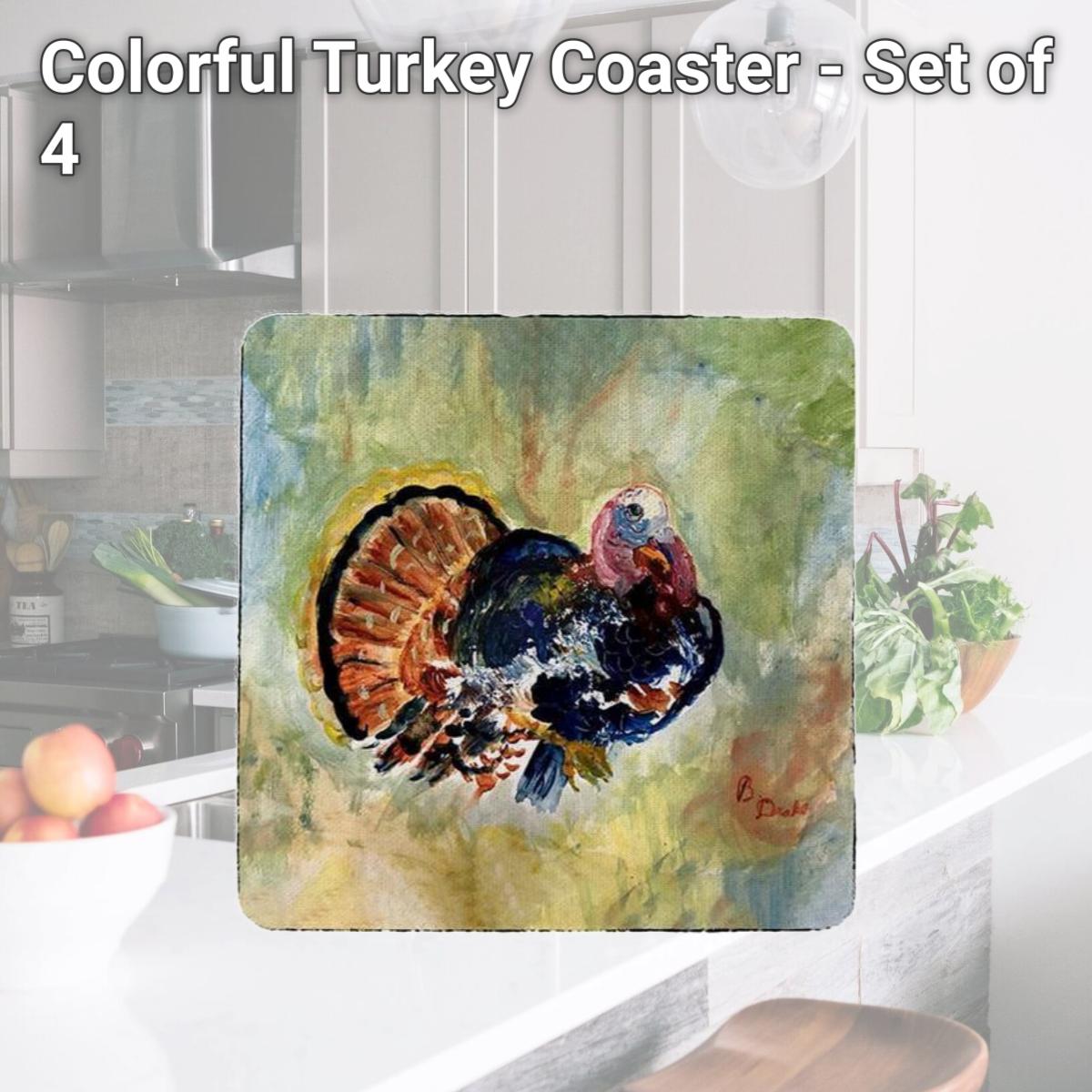 Picture of Betsydrake CT1165 Colorful Turkey Coaster - Set of 4