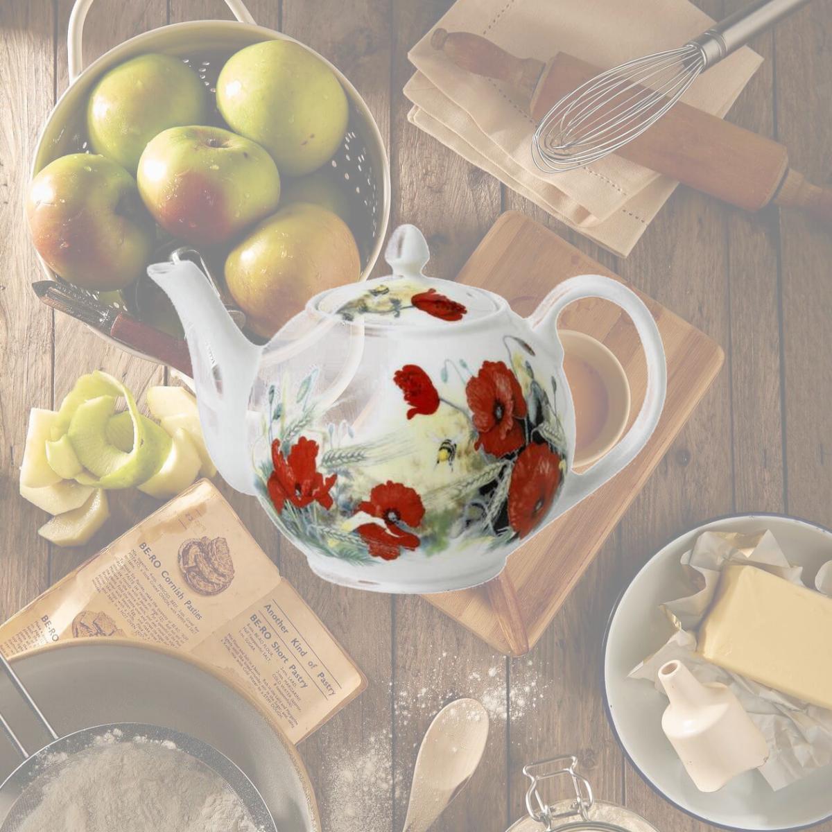 Picture of Roy Kirkham ER2617 Roy Kirkham Classic Large Teapot - Poppy 1100ml