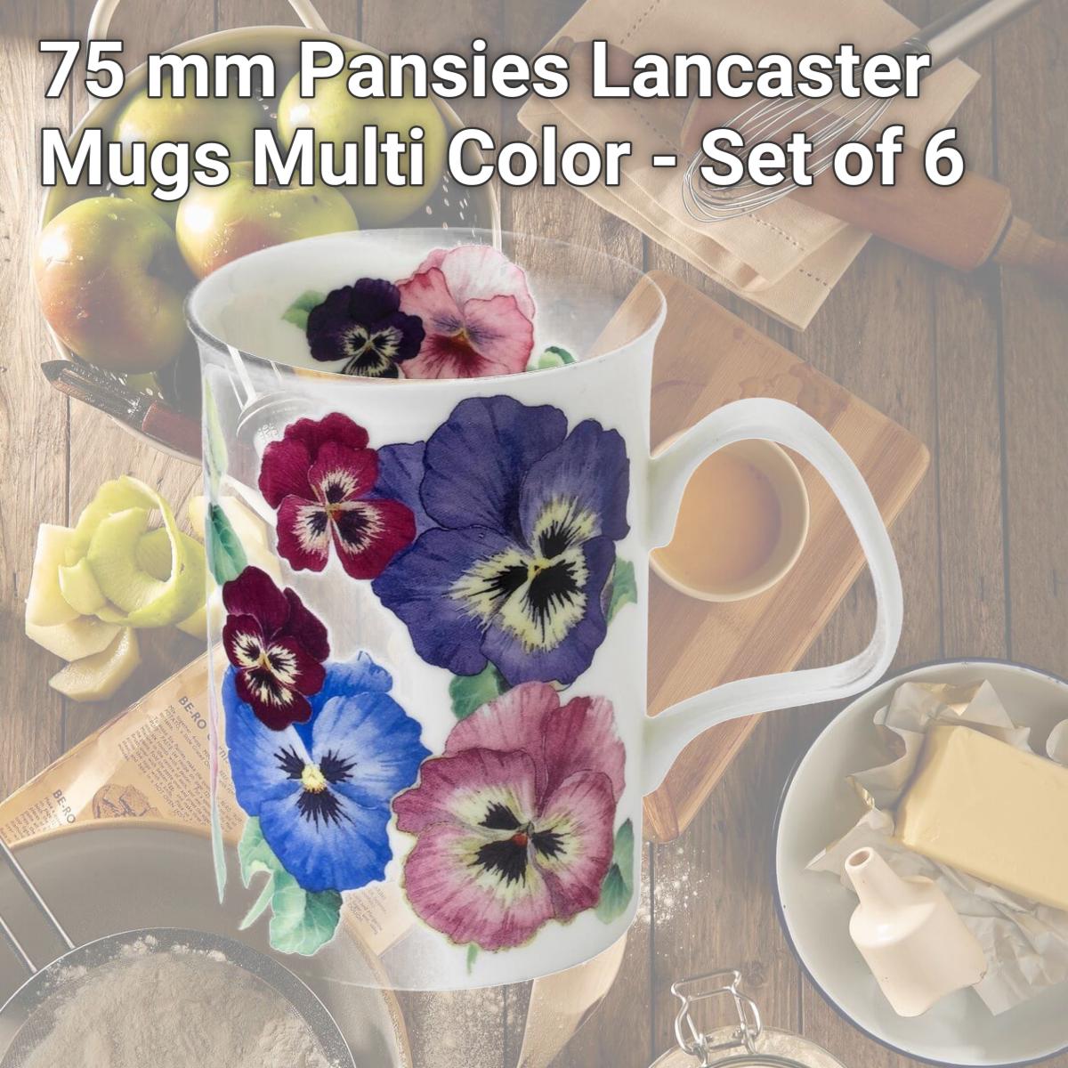 Picture of Roy Kirkham ER21119 75 mm Pansies Lancaster Mugs, Multi Color - Set of 6