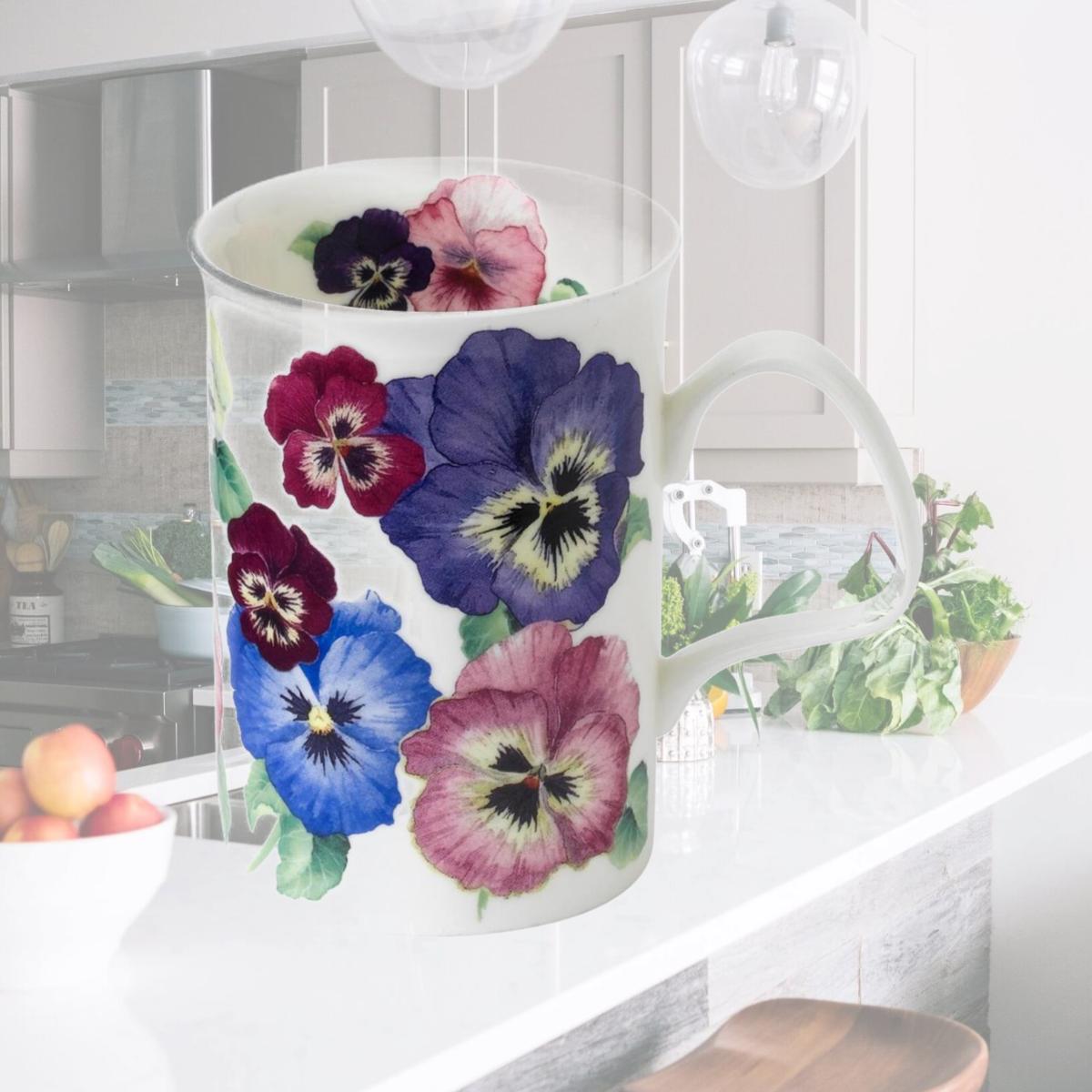 Picture of Roy Kirkham ER21119 75 mm Pansies Lancaster Mugs, Multi Color - Set of 6