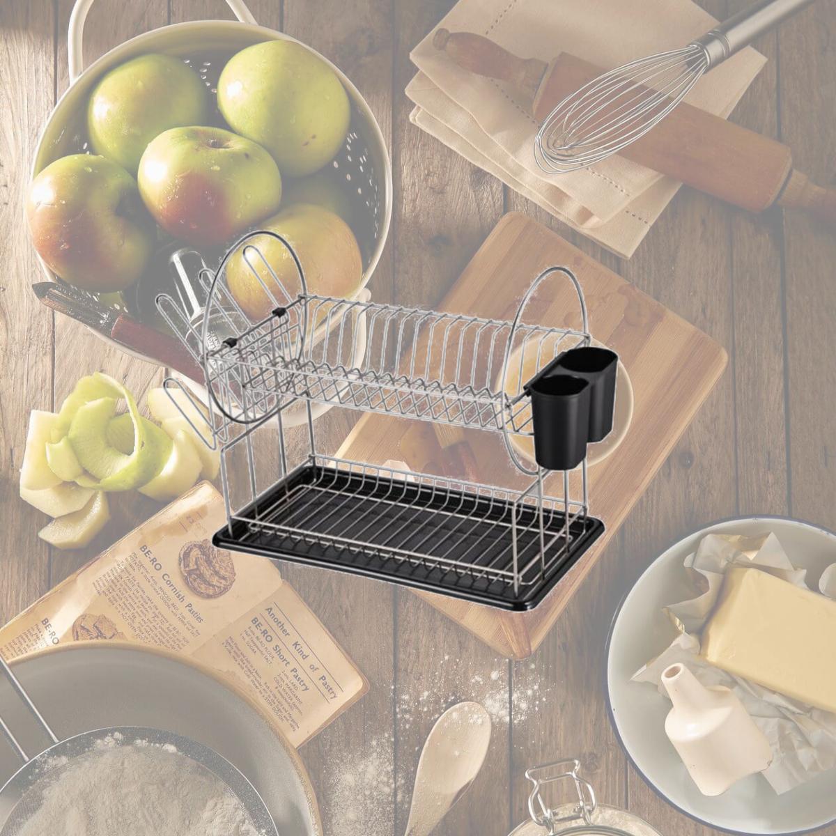 Picture of Jiallo SW2134SL Jiallo Stainless Steel 2-Tier dish rack with dripping tray (Silver)