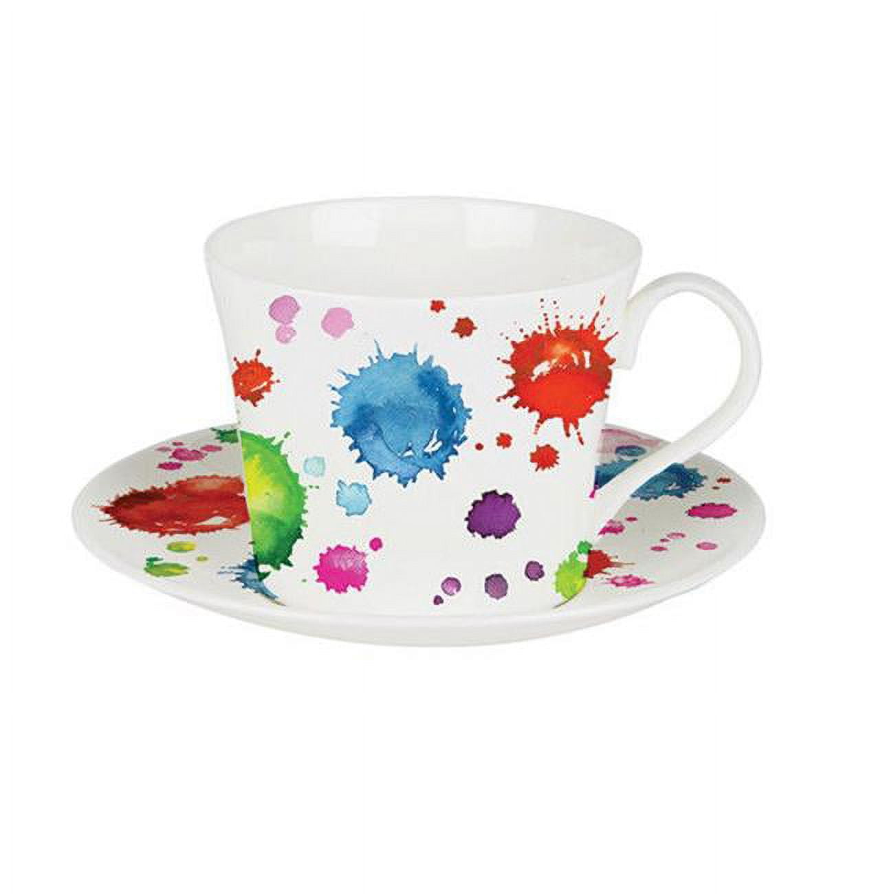 Er28140 105 Mm Splash Color Breakfast Cups & Saucers - Set Of 2