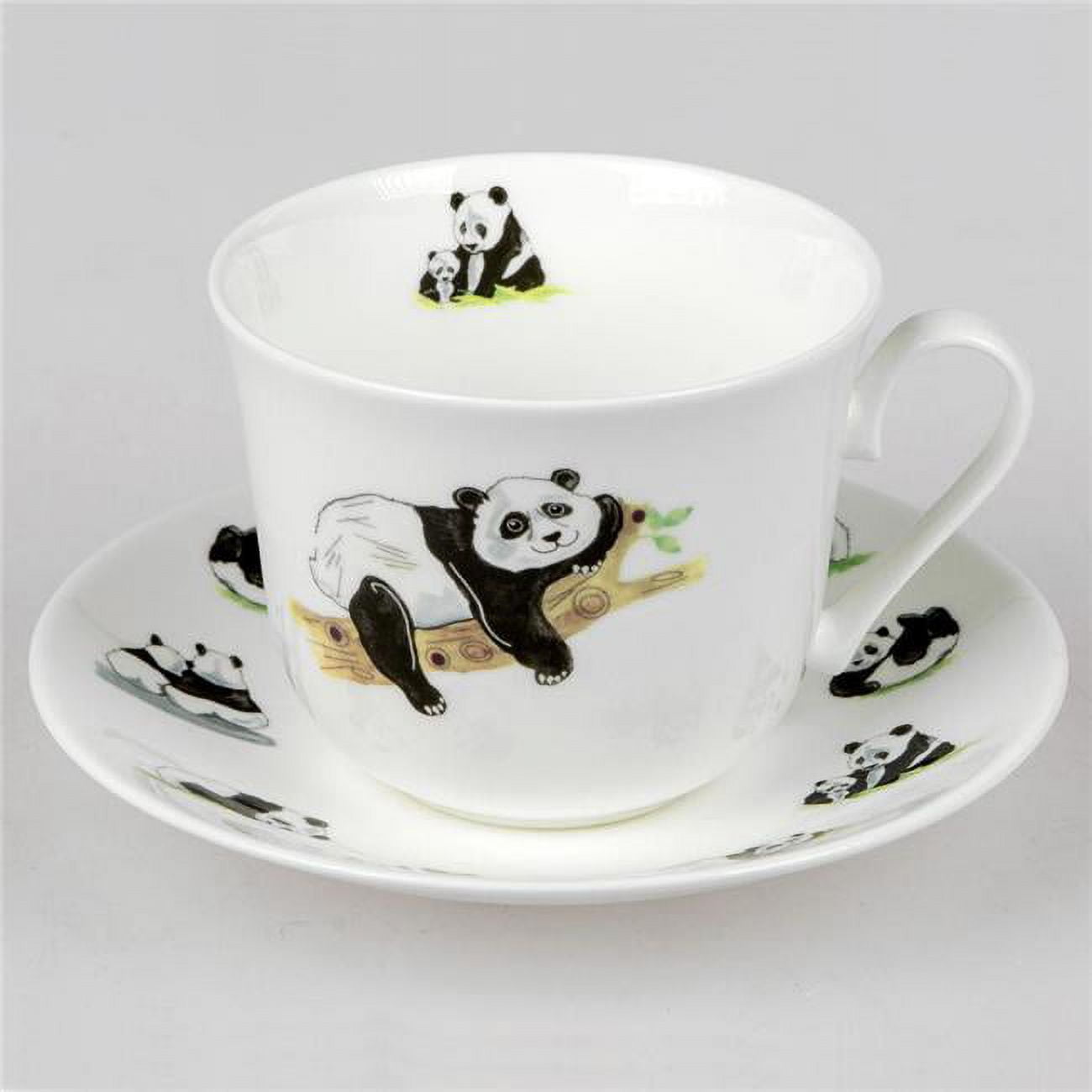 Er28142 105 Mm Panda Breakfast Cups & Saucers - Set Of 2